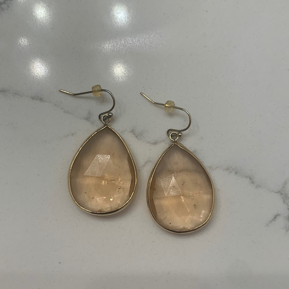 Anthropologie pale pink tear drop earrings